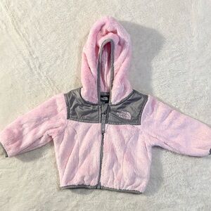 The North Face Pink and Gray Hooded Fleece